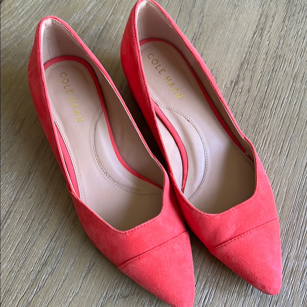 Cole Haan Pink Flats Minimalist Suede Design ~ Women’s size 5.5B